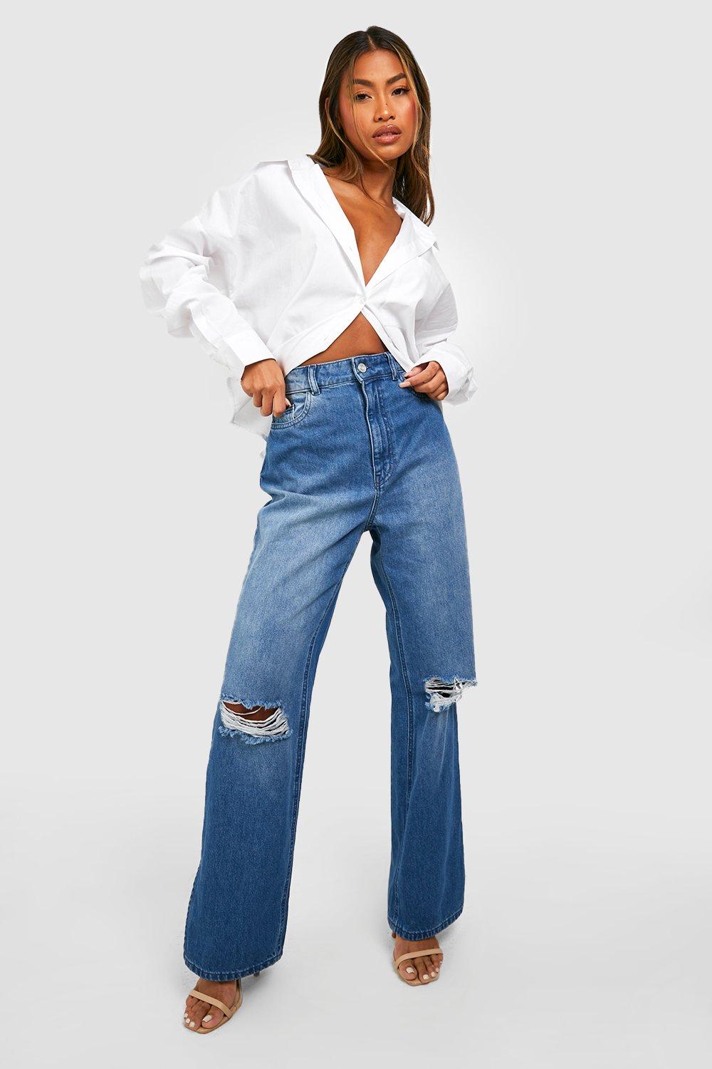Jean taille haute fendu